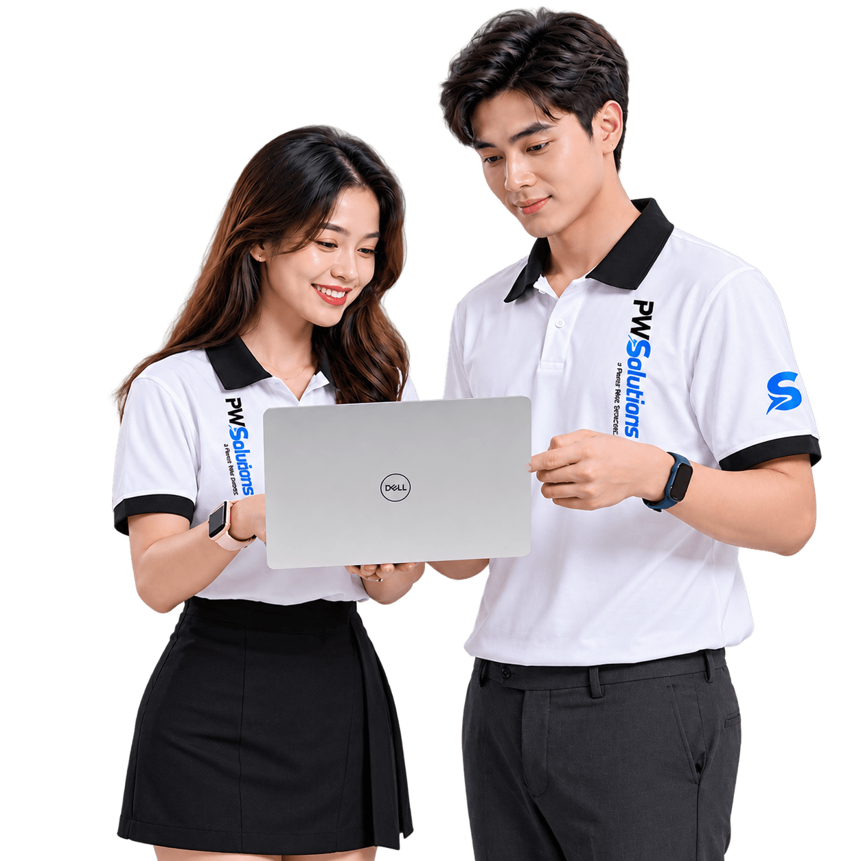 Nhân viên PWS cùng xem thông tin dịch vụ trên máy tính xách tay
