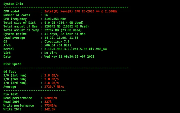 Benchmark tốc độ SEO Hosting