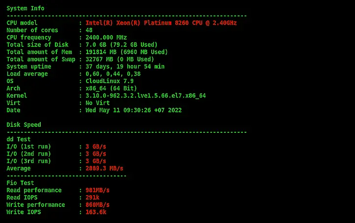 Benchmark tốc độ hosting