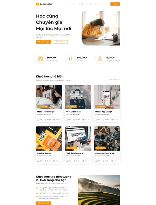 Mẫu website khoá học trực tuyến