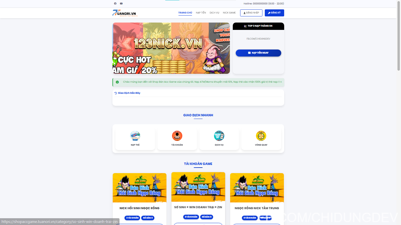CODE BÁN ACC GAME CỰC ĐẸP, AUTO ATM, CARD TỰ ĐỘNG, CÓ VQMM, CẤU TRÚC MỚI