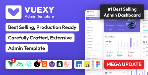 Vuexy - Vuejs, Nuxt, Next.js, HTML, Laravel, Asp.Net & Django Admin Dashboard Template