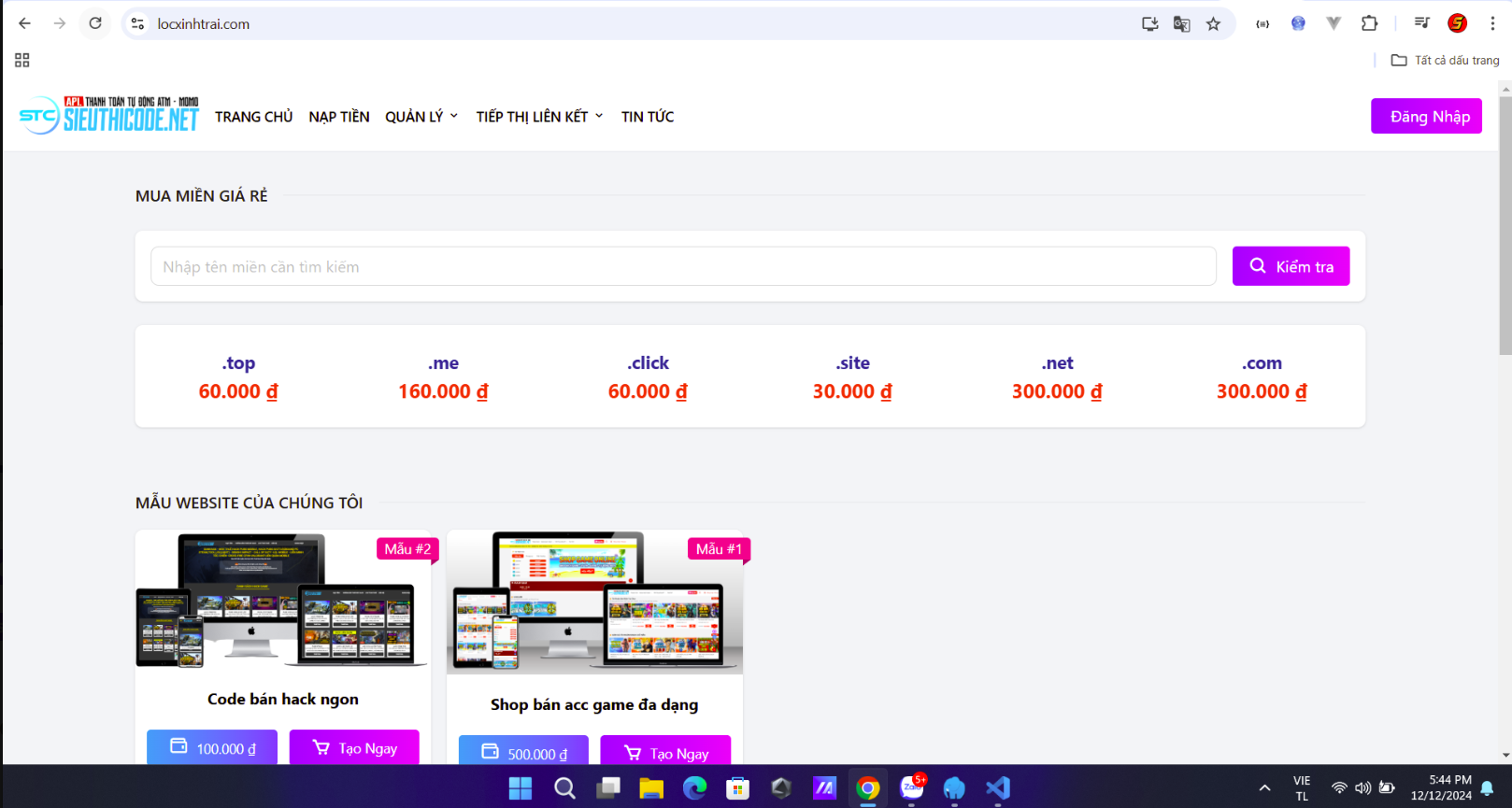 Code cron, bán miền và tạo website đơn tay, bán code website, bán logo